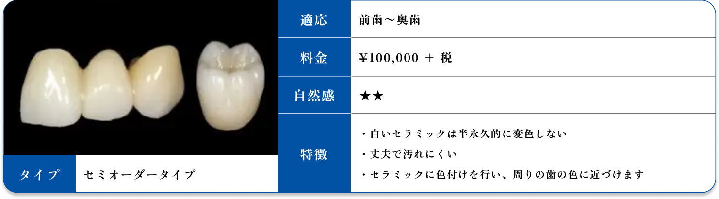 オールセラミックセミオーダータイプ